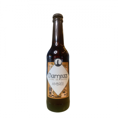 L'image représente une bière ambrée de chez Damraz